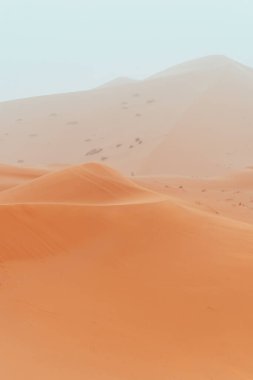 Merzouga, Fas 'ta bulutlu bir günde Sahra Çölü Dokuları. Yüksek kalite fotoğraf