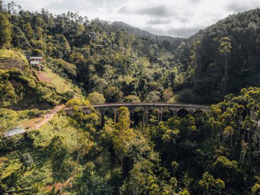 Ella 'daki dokuz kemer köprüsünün hava fotoğrafı, Sri Lanka' daki ünlü tren yolculuğu. Yüksek kalite fotoğraf