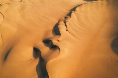 Huacachina, Ica, Peru, Güney Amerika 'daki çöl dokularının hava günbatımı fotoğrafı. Yüksek kalite fotoğraf