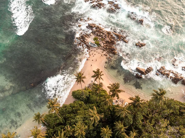 Güney Sri Lanka Mirissa Yakınlarındaki Gizli Plajın Hava Günbatımı Fotoğrafı — Stok fotoğraf