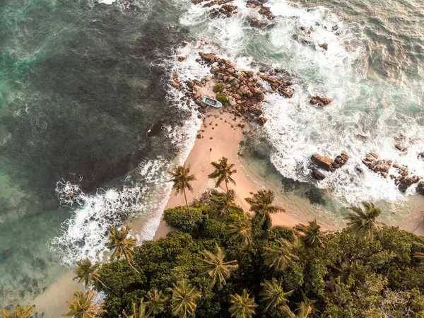 Aerial Sunset Photo Secret Beach Közel Mirissa Dél Sri Lanka — Stock Fotó