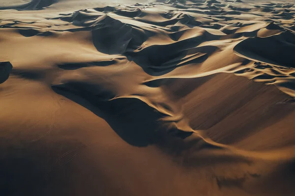 Luchtfoto Zonsondergang Van Woestijn Texturen Huacachina Ica Peru Zuid Amerika — Stockfoto