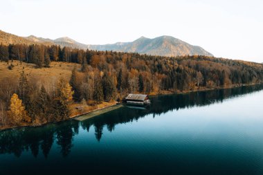 Walchensee Gölü 'nün Hava Fotoğrafı, Jochberg' in arkasında, Yukarı Bavyera, Almanya Avrupa. Yüksek kalite fotoğraf