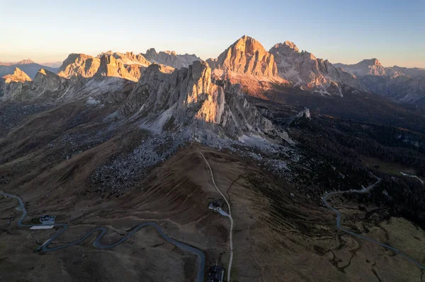 Foto Tramonto Della Montagna Nuvolau Averau Passo Giau Nelle Dolomiti — Foto Stock