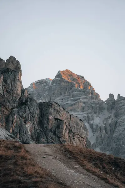 Zonsondergang Foto Van Berg Nuvolau Averau Passo Giau Dolomieten Italië — Stockfoto