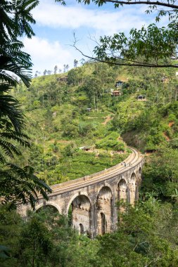 Ella 'da güneşli bir günde ünlü dokuz kemer köprüsü, Sri Lanka tren yolculuğu. Yüksek kalite fotoğraf