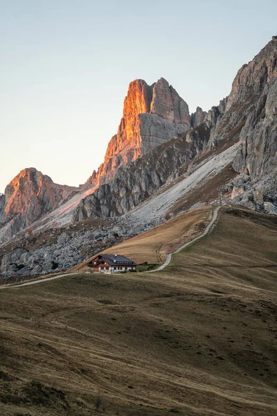 Západ Slunce Fotografie Hory Nuvolau Averau Passo Giau Dolomitech Itálie — Stock fotografie