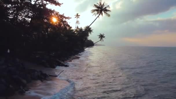 Imágenes Drones Tropicales Durante Atardecer Bang Por Beach Samui Tailandia — Vídeos de Stock