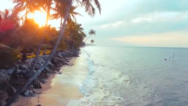 Gün Batımında Samui Tayland Daki Bang Por Plajı Nda Tropikal — Stok video