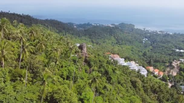 Imágenes Drones Tropicales Piedra Superpuesta Con Una Persona Samui Tailandia — Vídeos de Stock