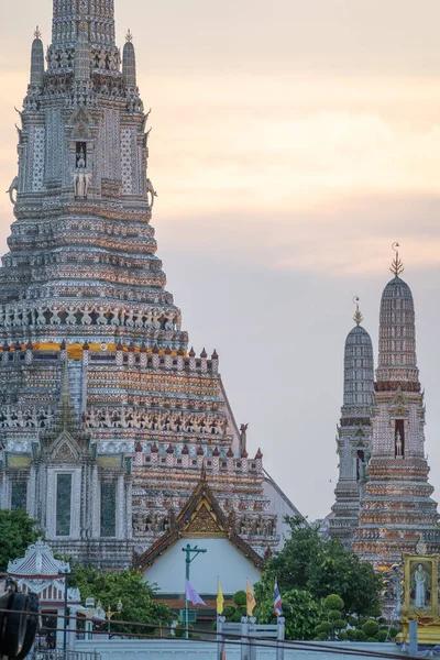 Wat Arun Tempio Durante Tramonto Chao Praya Fiume Bangkok Thailandia — Foto Stock