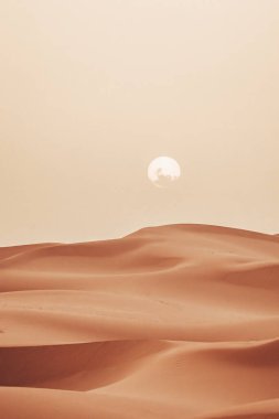 Sand texture during sunrise, Sahara Merzouga Desert vertical portrait oriented. High quality photo clipart