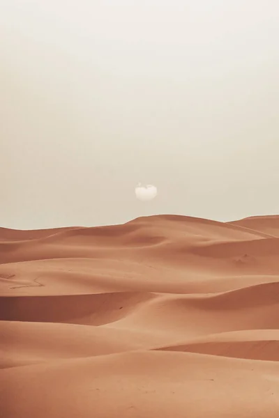 Textura Areia Durante Nascer Sol Sahara Merzouga Desert Vertical Retrato — Fotografia de Stock