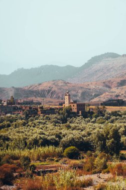 Gün batımında Dades Gorge Fas 'taki doğa, kayalar ve dağlar. Yüksek kalite fotoğraf