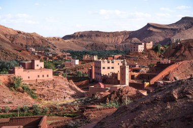 Gün batımında Dades Gorge Fas 'taki doğa, kayalar ve dağlar. Yüksek kalite fotoğraf