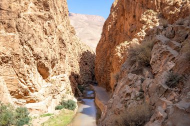 Dades Gorge Vadisi Kanyonu 'ndan geçen dar yol, Fas' taki Atlas Dağları. Yüksek kalite fotoğraf