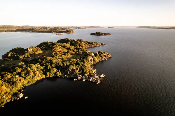 stock image Aerial drone photo during sunset at Lake Victoria, Mwanza, City of Rocks, Tanzania. High quality photo