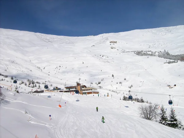 Paysage Blanc Avec Des Pistes Ski Près Ladis Serfaus — Photo