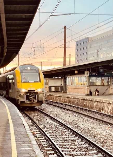 stock image railway station in the city. Brussel