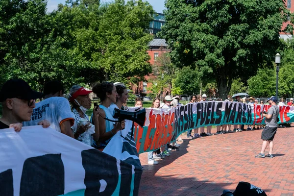 Ιουλίου Ουάσιγκτον Διαδηλωτής Του Κλίματος Συγκεντρώθηκαν Έξω Πλευρά Του Λευκού — Φωτογραφία Αρχείου