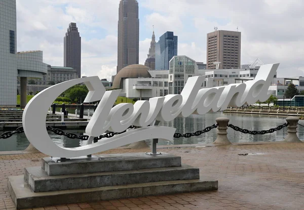 Panorama Sign Downtown Cleveland Ohio — Fotografia de Stock