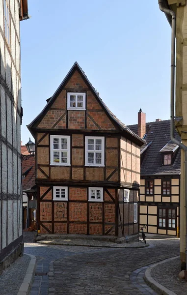 Edifício Histórico Cidade Velha Quedlinburg Nas Montanhas Harz Saxônia Anhalt — Fotografia de Stock