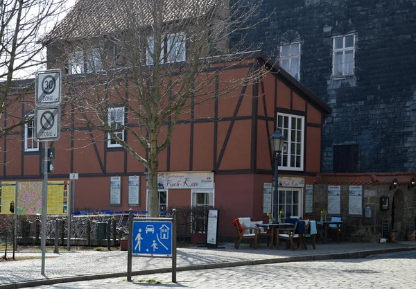 Ιστορικό Κτίριο Στο Oldttown Του Quedlinburg Στα Βουνά Harz Σαξονία — Φωτογραφία Αρχείου
