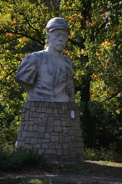 Statua Autunno Nel Parco Sul Lago Wannsee Zehlendorf Berlino Capitale — Foto Stock