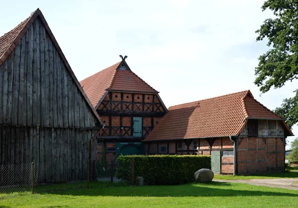 Historická Farma Vesnici Ahlden Řeky Aller Dolní Sasko — Stock fotografie