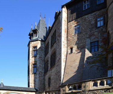 Harz Dağları, Saksonya 'daki Eski Wernigerode Kasabası' ndaki Tarihi Şato.