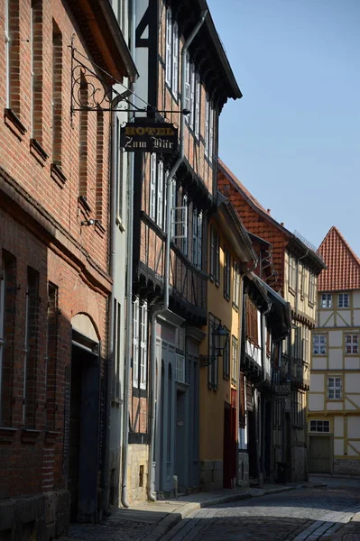 Historische Gebäude Der Altstadt Von Quedlinburg Harz Sachsen Anhalt — Stockfoto