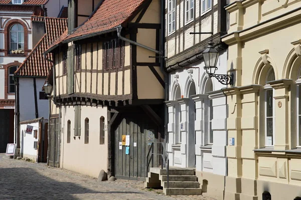 Historiska Byggnader Den Gamla Staden Quedlinburg Harzbergen Sachsen Anhalt — Stockfoto
