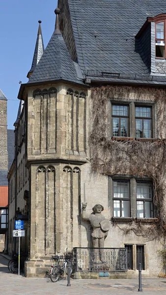 Historisch Stadhuis Oude Binnenstad Van Quedlinburg Het Harz Gebergte Saksen — Stockfoto