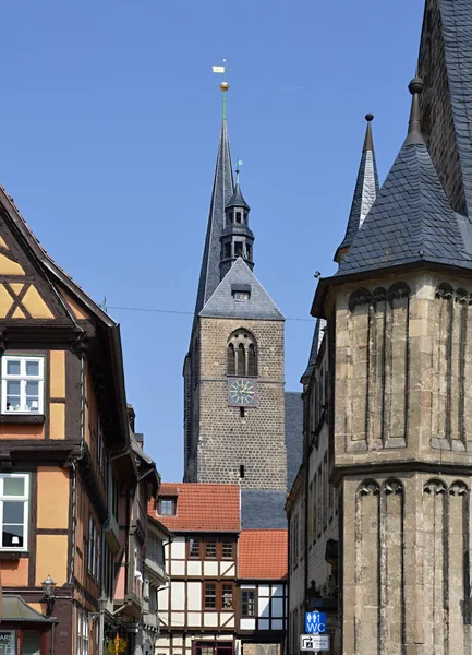 Bâtiments Historiques Dans Vieille Ville Quedlinburg Dans Les Montagnes Harz — Photo