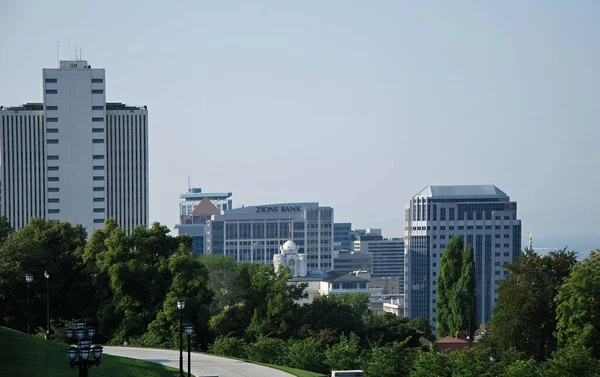 Panorama Della Città Downtown Salt Lake Capitale Dello Utah — Foto Stock