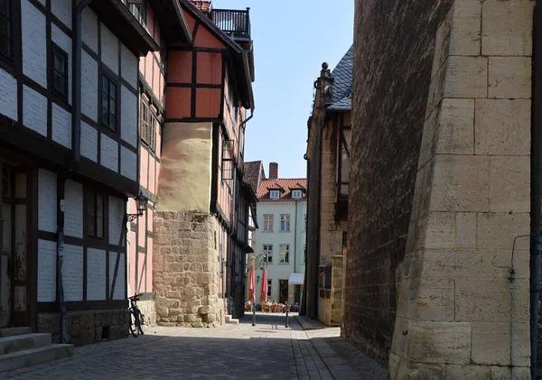Historiska Byggnader Den Gamla Staden Quedlinburg Harzbergen Sachsen Anhalt — Stockfoto