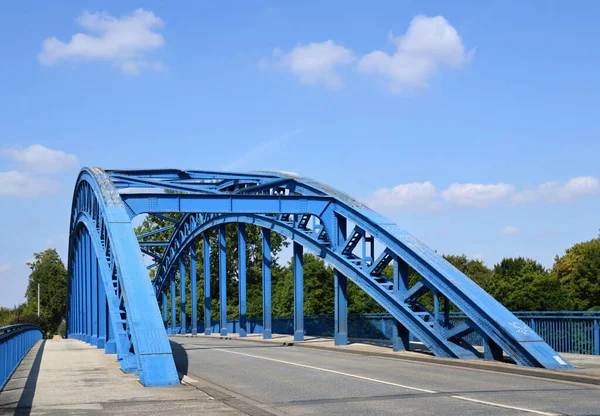 Blue Steel Bridge River Weser Town Nienburg Lower Saxony — Stock Photo, Image