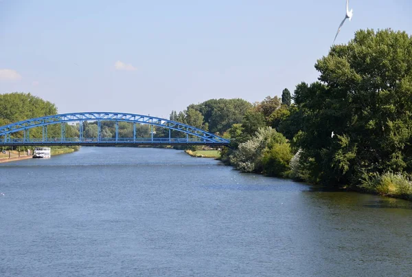 Panorama Vid Floden Weser Staden Nienburg Niedersachsen — Stockfoto