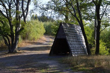 Sonbaharda harz dağlarında kulübe, Saksonya - Anhalt