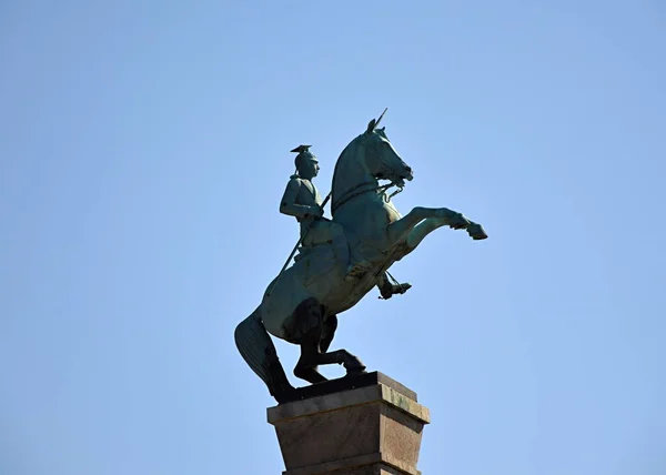 Staty Vid Floden Rhen Düsseldorf Huvudstaden Nordrhein Westfalen — Stockfoto