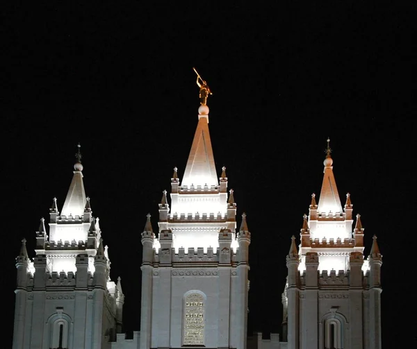 Temple Night Downtown Salt Lake City Capital Utah — Stock Photo, Image