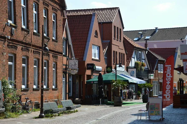 Historiska Byggnader Nienburgs Gamla Stad Vid Floden Weser Niedersachsen — Stockfoto