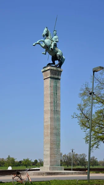 位于北莱茵 威斯特法伦首府杜塞尔多夫莱茵河畔的雕像 — 图库照片