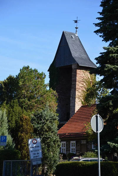 Történelmi Torony Wernigerode Óvárosában Harz Hegységben Szászország Anhalt — Stock Fotó