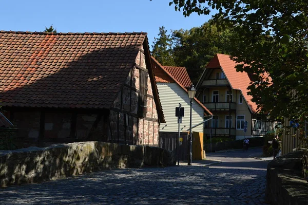 Historiska Byggnader Hösten Staden Ilsenburg Harzbergen Sachsen Anhalt — Stockfoto
