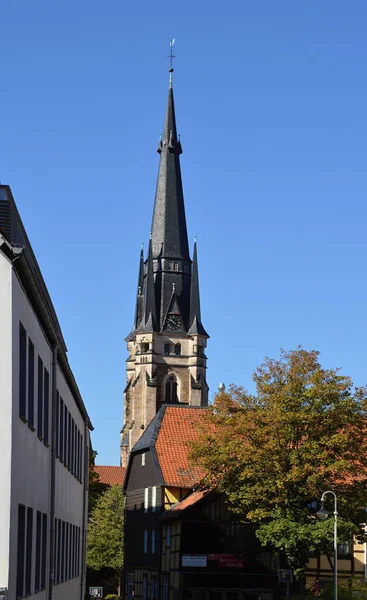 萨克森 安哈尔特哈茨山区Wernigerode老城的历史教堂 — 图库照片