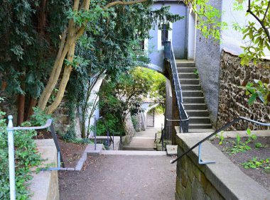 Saksonya 'nın eski Goerlitz kasabasındaki tarihi merdiven.