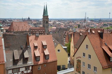 Eski Nuremberg Kasabası Panorama, Franconia, Bavyera