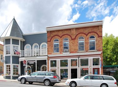 Wasatch Dağları, Utah 'taki Town Park City' de Sokak Sahnesi