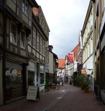 Hameln 'in Eski Kasabası, Aşağı Saksonya' daki Tarihi Binalar